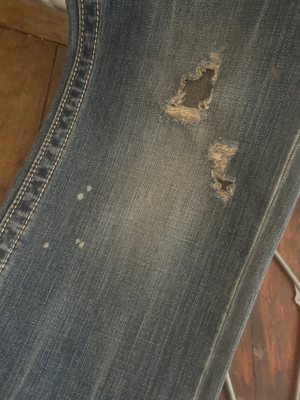 Men’s Blue Distressed ROCK REVIVAL Embroidered Pocket Jeans - Picture 9 of 13